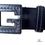 Gucci GG slim black leather belt with G buckle, size 75, view 4