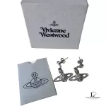 Vivienne Westwood 2D half orb silver earrings with rhinestones, view 10