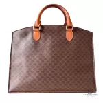 vintage Celine Macadam monogram brown structured handbag, view 3
