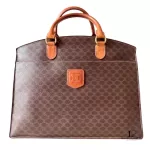 vintage Celine Macadam monogram brown structured handbag, view 2