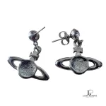 Vivienne Westwood 2D half orb silver earrings with rhinestones, view 4