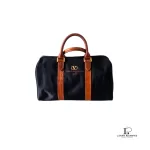 Pre-loved Valentino Garavani Sports black and brown nylon and leather Boston bag, front view – secondhand designer, NZ
