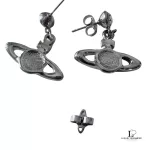 Vivienne Westwood 2D half orb silver earrings with rhinestones, view 5