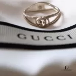 Pre-loved Gucci GG 925 sterling silver ring, US size 7.5, front view – secondhand designer, NZ