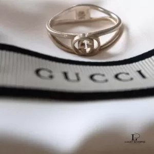 Pre-loved Gucci GG 925 sterling silver ring, US size 7.5, front view – secondhand designer, NZ