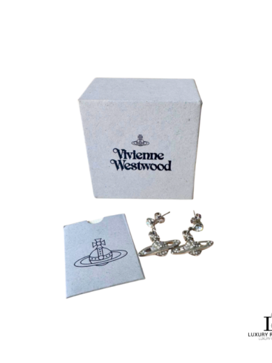 Vivienne Westwood 2D Half Orb SIlver Earrings with Rhinestones