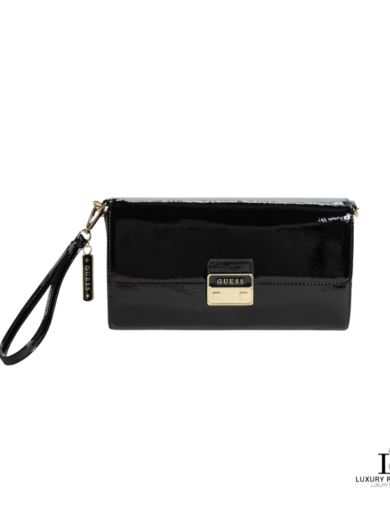 Guess Patent Black Clutch with Removable Chain Strap