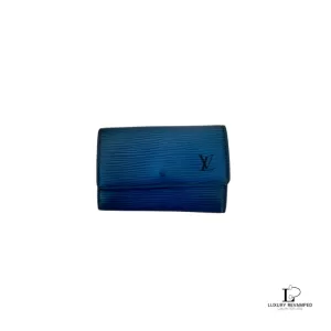 Pre-loved Louis Vuitton Multicles 6 blue Epi leather key case, front view – secondhand designer, NZ