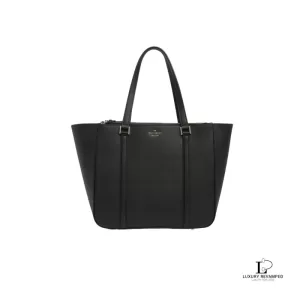 Pre-loved Kate Spade Newbury Lane Briar black leather tote bag, new with tag, front view – secondhand designer, NZ