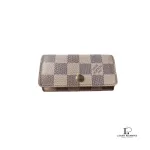Pre-loved Louis Vuitton Multicles 4 Damier Azur key case, front view – secondhand designer, NZ