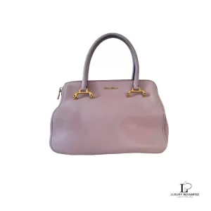 Pre-loved Miu Miu blush pink leather structured handbag, front view – secondhand designer, NZ