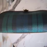 vintage Ralph Lauren tan, green and blue checkered canvas and leather saddle crossbody bag, view 8