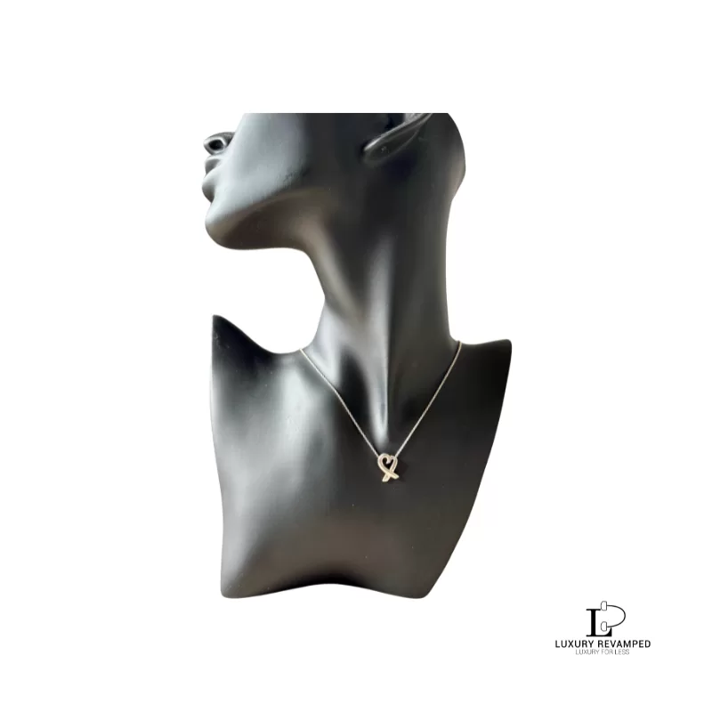 Pre-loved Tiffany & Co. Paloma Picasso Loving Heart 925 silver necklace, front view – secondhand designer, NZ