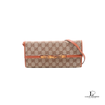 Pre-loved Gucci GG canvas Bamboo Bar crossbody bag with removable strap, front view – secondhand designer, NZ