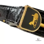 vintage Celine black crocodile-embossed leather Horse Carriage Triomphe shoulder bag, view 12