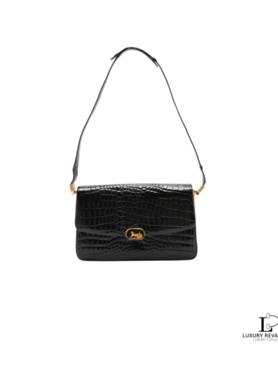 Vintage Celine Crocodile Embossed Horse Carriage Triomphe Shoulder Bag