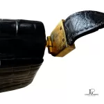 vintage Celine black crocodile-embossed leather Horse Carriage Triomphe shoulder bag, view 14