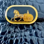 vintage Celine black crocodile-embossed leather Horse Carriage Triomphe shoulder bag, view 29