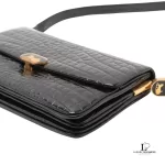 vintage Celine black crocodile-embossed leather Horse Carriage Triomphe shoulder bag, view 4
