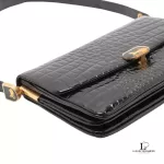 vintage Celine black crocodile-embossed leather Horse Carriage Triomphe shoulder bag, view 3
