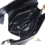 vintage Celine black crocodile-embossed leather Horse Carriage Triomphe shoulder bag, view 26