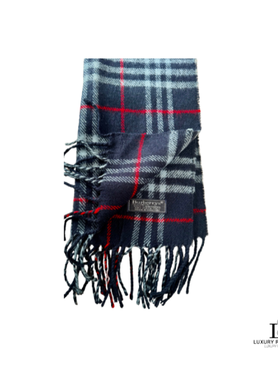 BURBERRYS of London Blue Nova Check Lambswool Scarf (Made in England)