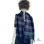Burberrys of London blue Nova Check lambswool scarf, made in England, view 7