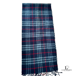 Burberrys of London blue Nova Check lambswool scarf, made in England, view 2