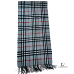 Burberrys grey Nova Check 100% cashmere scarf, made in England, view 3