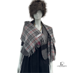 Burberrys grey Nova Check 100% cashmere scarf, made in England, view 13