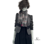 Burberrys grey Nova Check 100% cashmere scarf, made in England, view 11