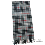 Burberrys grey Nova Check 100% cashmere scarf, made in England, view 2