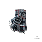 Pre-loved Burberrys grey Nova Check 100% cashmere scarf, made in England, front view – secondhand designer, NZ