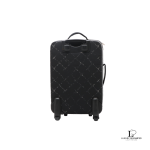 vintage Chanel Old Travel Line black nylon rolling suitcase with padlock and key, view 2