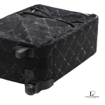 vintage Chanel Old Travel Line black nylon rolling suitcase with padlock and key, view 4
