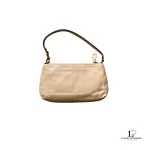 Coach cream leather wristlet mini handbag with gold-tone logo, view 2