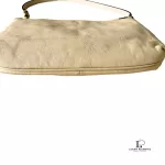Coach cream leather wristlet mini handbag with gold-tone logo, view 3