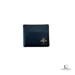 Pre-loved Gucci Animalier Bee black leather men's bifold wallet, front view – secondhand designer, NZ
