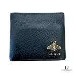 Gucci Animalier Bee black leather men's bifold wallet, view 3