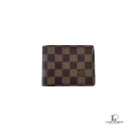 Pre-loved Louis Vuitton Damier Ebene men's bifold wallet, front view – secondhand designer, NZ