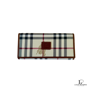 Pre-loved vintage Burberrys of London black Nova Check long trifold wallet, unused, front view – secondhand designer, NZ