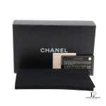 Chanel Brilliant navy blue patent leather bifold long wallet with silver hardware, view 10