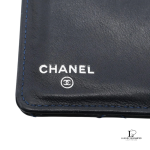 Chanel Brilliant navy blue patent leather bifold long wallet with silver hardware, view 4