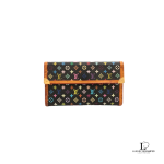 Pre-loved Louis Vuitton Monogram Multicolore Noir Portefeuille International long wallet, front view – secondhand designer, NZ