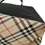Burberry London Blue Label black nylon tote bag with Nova Check base accent, view 6