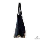 Burberry London Blue Label black nylon tote bag with Nova Check base accent, view 4