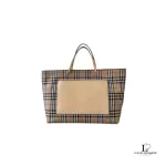 Pre-loved vintage Burberry beige Nova Check tote bag, front view – secondhand designer, NZ