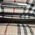 Burberry black structured leather handbag with Nova Check lining, view 15