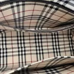 Burberry black structured leather handbag with Nova Check lining, view 14