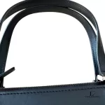 Burberry black structured leather handbag with Nova Check lining, view 7